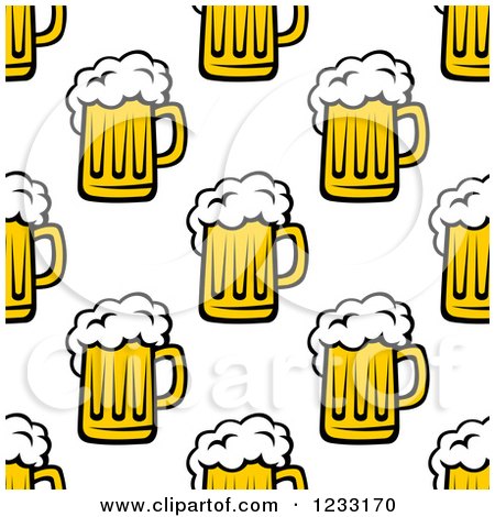 Clipart of a Seamless Background of Beer Mugs - Royalty Free Vector Illustration by Vector Tradition SM