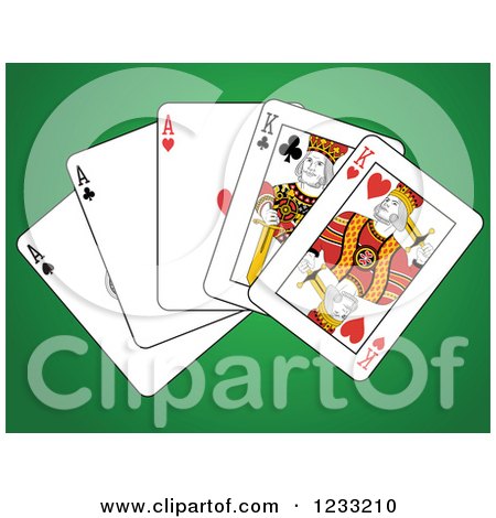 Clipart of a Full House Playing Cards of Kings and Aces - Royalty Free Vector Illustration by Frisko