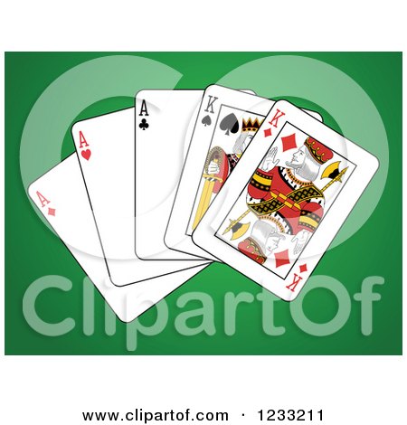 Clipart of a Full House Playing Cards of Kings and Aces 2 - Royalty Free Vector Illustration by Frisko