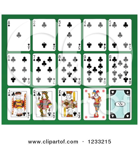 Clipart of a Layout of Club Playing Cards - Royalty Free Vector Illustration by Frisko