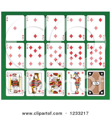 Clipart of a Layout of Diamond Playing Cards - Royalty Free Vector Illustration by Frisko