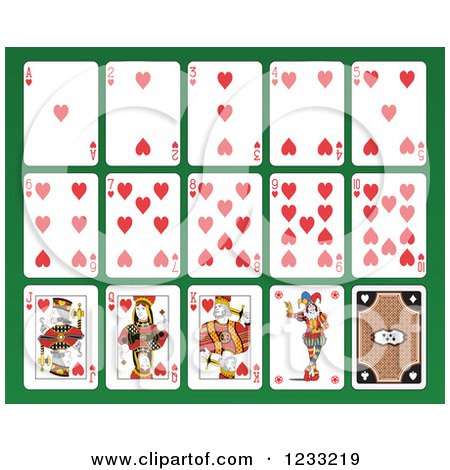 Clipart of a Layout of Heart Playing Cards - Royalty Free Vector Illustration by Frisko