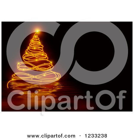 Clipart of a Christmas Background with a Tree of Swirl Lights - Royalty Free Illustration by dero
