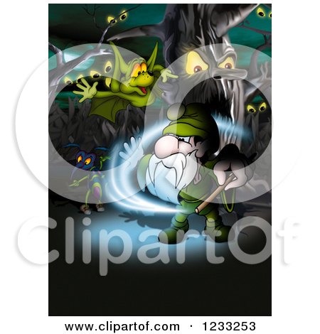 Clipart of a Wizard in a Magic Forest - Royalty Free Illustration by dero