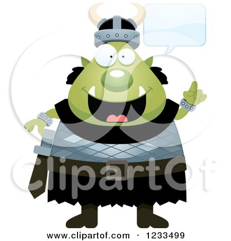 Clipart of a Happy Talking Male Orc - Royalty Free Vector Illustration by Cory Thoman