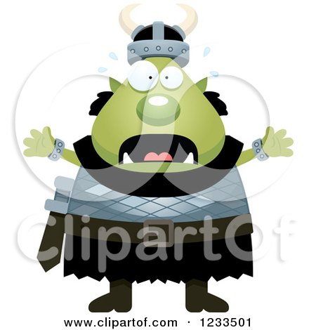 Clipart of a Scared Screaming Male Orc - Royalty Free Vector Illustration by Cory Thoman