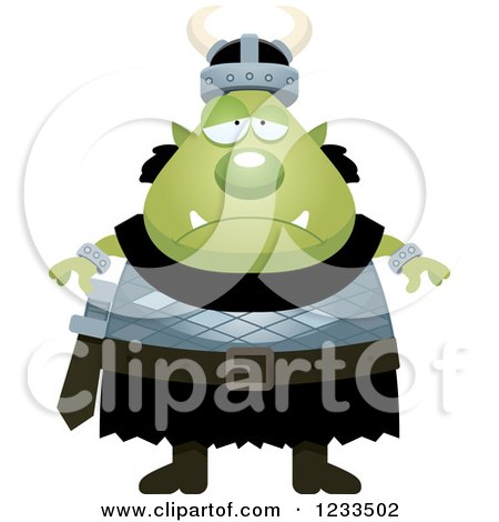 Clipart of a Depressed Male Orc - Royalty Free Vector Illustration by Cory Thoman