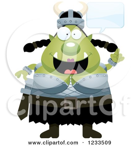 Clipart of a Happy Talking Female Orc - Royalty Free Vector Illustration by Cory Thoman