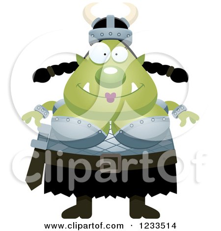 Clipart of a Happy Female Orc - Royalty Free Vector Illustration by Cory Thoman