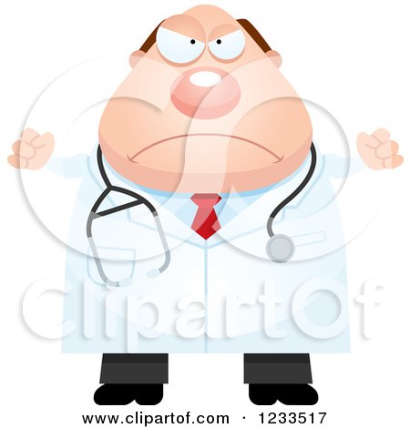 Clipart of a Mad Surgeon Doctor or Veterinarian Guy - Royalty Free Vector Illustration by Cory Thoman
