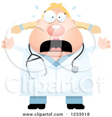Clipart of a Scared Screaming Surgeon Doctor or Veterinarian Lady - Royalty Free Vector Illustration by Cory Thoman