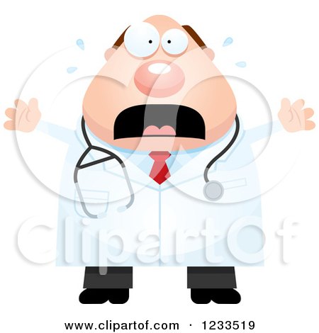Clipart of a Scared Screaming Surgeon Doctor or Veterinarian Guy - Royalty Free Vector Illustration by Cory Thoman