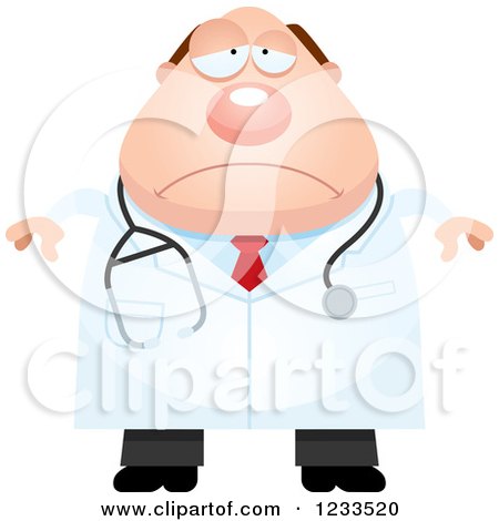Clipart of a Depressed Surgeon Doctor or Veterinarian Guy - Royalty Free Vector Illustration by Cory Thoman