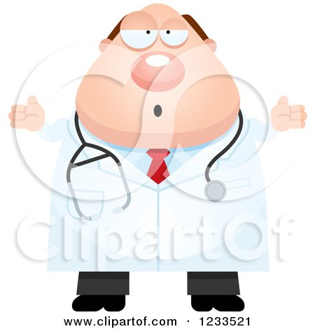 Clipart of a Careless Shrugging Surgeon Doctor or Veterinarian Guy - Royalty Free Vector Illustration by Cory Thoman
