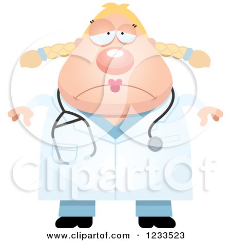 Clipart of a Depressed Surgeon Doctor or Veterinarian Lady - Royalty Free Vector Illustration by Cory Thoman