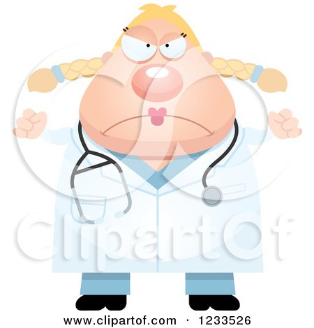 Clipart of a Mad Surgeon Doctor or Veterinarian Lady - Royalty Free Vector Illustration by Cory Thoman