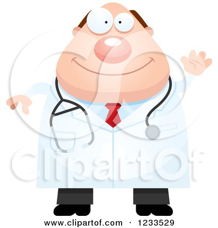 Clipart of a Friendly Waving Surgeon Doctor or Veterinarian Guy - Royalty Free Vector Illustration by Cory Thoman