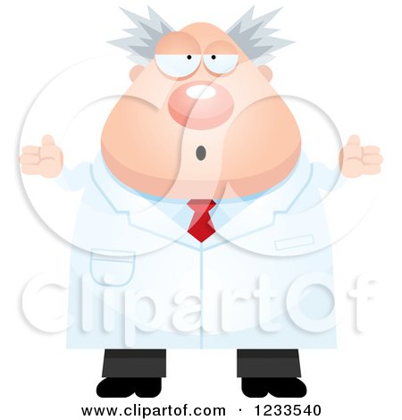 Clipart of a Careless Shrugging Male Scientist - Royalty Free Vector Illustration by Cory Thoman