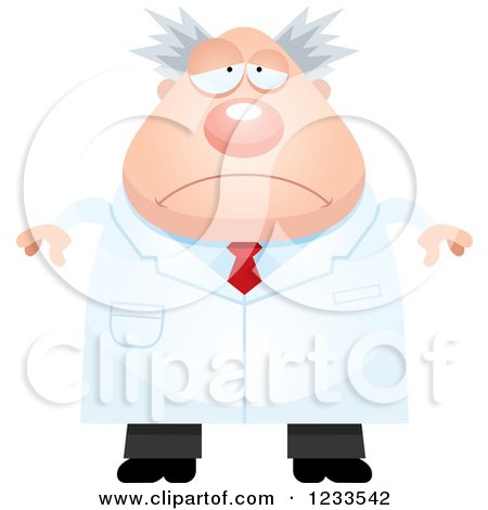 Clipart of a Depressed Male Scientist - Royalty Free Vector Illustration by Cory Thoman
