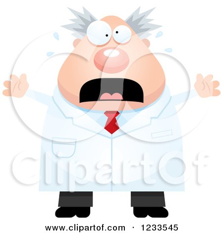 Clipart of a Scared Screaming Male Scientist - Royalty Free Vector Illustration by Cory Thoman