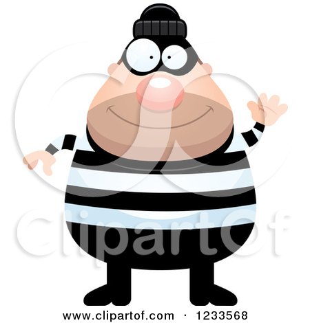 Clipart of a Friendly Waving Robber Burglar Guy - Royalty Free Vector Illustration by Cory Thoman