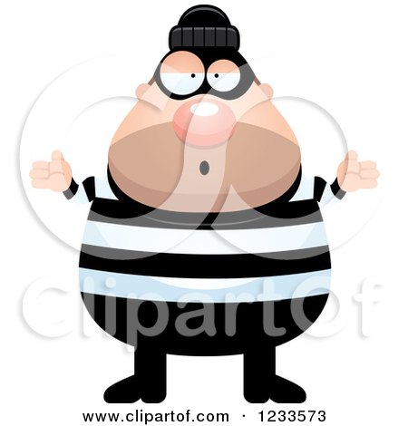 Clipart of a Careless Shrugging Robber Burglar Guy - Royalty Free Vector Illustration by Cory Thoman