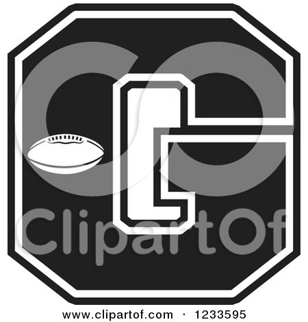 Clipart of a Black and White Football Letter G - Royalty Free Vector Illustration by Johnny Sajem