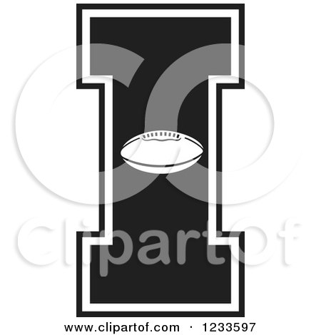 Clipart of a Black and White Football Letter I - Royalty Free Vector Illustration by Johnny Sajem