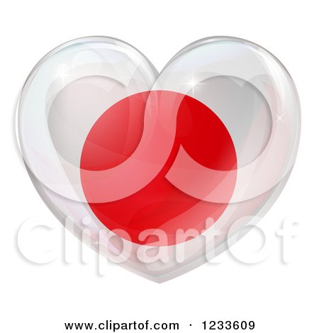 Clipart of a 3d Reflective Japanese Flag Heart - Royalty Free Vector Illustration by AtStockIllustration