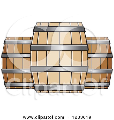 Clipart of Wooden Barrels - Royalty Free Vector Illustration by Lal Perera