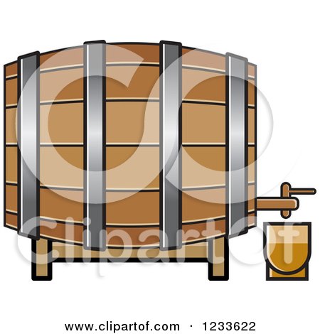 Clipart of a Wooden Wine or Beer Barrel - Royalty Free Vector Illustration by Lal Perera