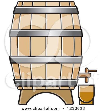 Clipart of a Wooden Wine or Beer Barrel 2 - Royalty Free Vector Illustration by Lal Perera