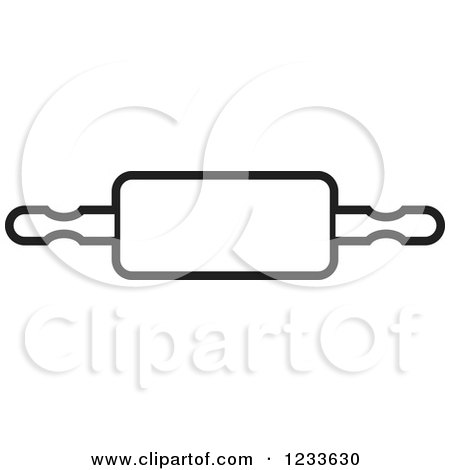 Clipart of a Black and White Rolling Pin - Royalty Free Vector Illustration by Lal Perera