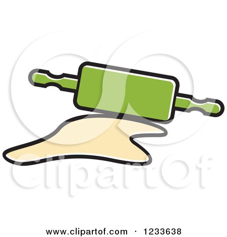 Clipart of a Green Rolling Pin and Dough - Royalty Free Vector Illustration by Lal Perera