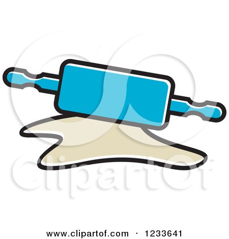 Clipart of a Blue Rolling Pin and Dough - Royalty Free Vector Illustration by Lal Perera