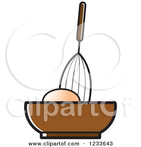 Clipart of a Whisk Egg and Brown Bowl - Royalty Free Vector Illustration by Lal Perera