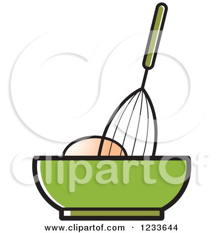Clipart of a Whisk Egg and Green Bowl - Royalty Free Vector Illustration by Lal Perera