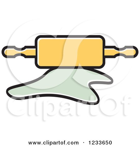 Clipart of a Yellow Rolling Pin and Dough - Royalty Free Vector Illustration by Lal Perera
