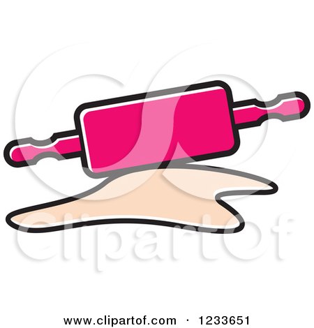 Clipart of a Pink Rolling Pin and Dough - Royalty Free Vector Illustration by Lal Perera