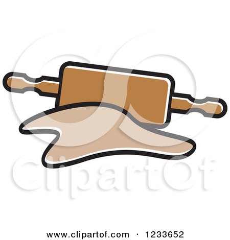 Clipart of a Brown Rolling Pin and Dough - Royalty Free Vector Illustration by Lal Perera