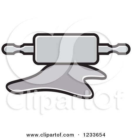 Clipart of a Gray Rolling Pin and Dough - Royalty Free Vector Illustration by Lal Perera