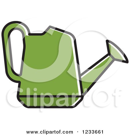 Clipart of a Green Watering Can 2 - Royalty Free Vector Illustration by Lal Perera