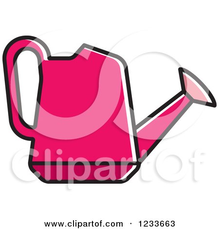 Clipart of a Pink Watering Can - Royalty Free Vector Illustration by Lal Perera