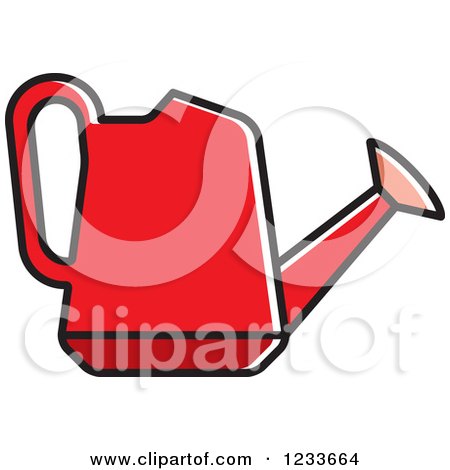 Clipart of a Red Watering Can - Royalty Free Vector Illustration by Lal Perera