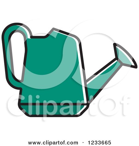 Clipart of a Green Watering Can - Royalty Free Vector Illustration by Lal Perera