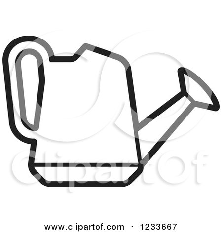 Clipart of a Black and White Watering Can - Royalty Free Vector Illustration by Lal Perera
