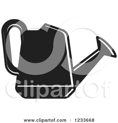 Clipart of a Black and White Watering Can 2 - Royalty Free Vector Illustration by Lal Perera