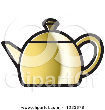 Clipart of a Gold Tea Pot - Royalty Free Vector Illustration by Lal Perera