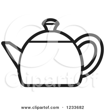 Clipart of a Black and White Tea Pot - Royalty Free Vector Illustration by Lal Perera