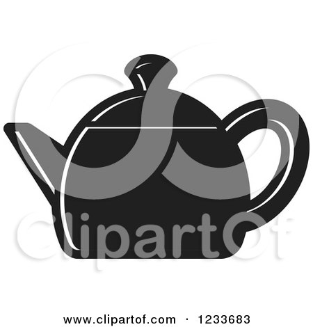 Clipart of a Black and White Tea Pot 2 - Royalty Free Vector Illustration by Lal Perera